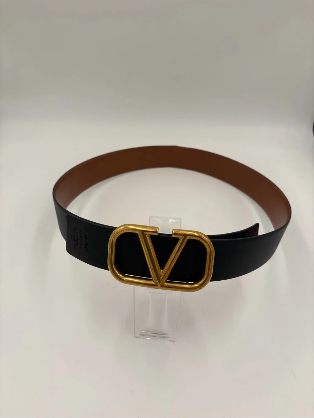 Valentino Garavani Brown Leather VLogo Belt Women’s Gold Buckle 40mm 1.6 90 / 36